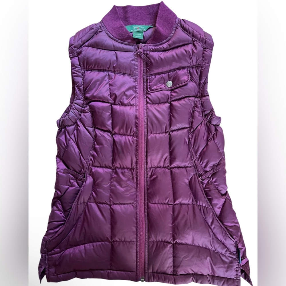 Woolrich Womens Goose Down BlackBerry Purple Quilted Vest Size Small